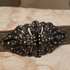 Fossil Elegant Gray Belt with Silver Accents Stretch Size L